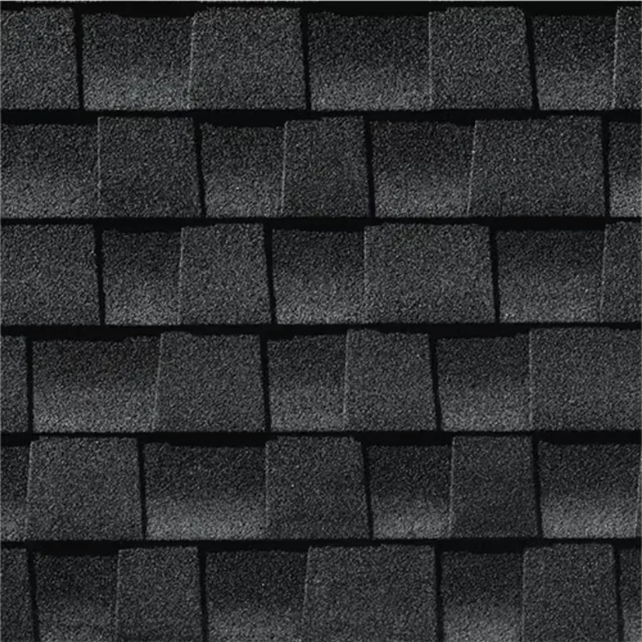 Close-up of charcoal architectural asphalt shingles