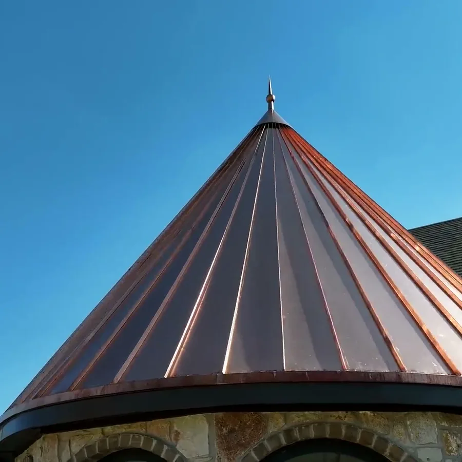 A copper turret roof on a McRay job