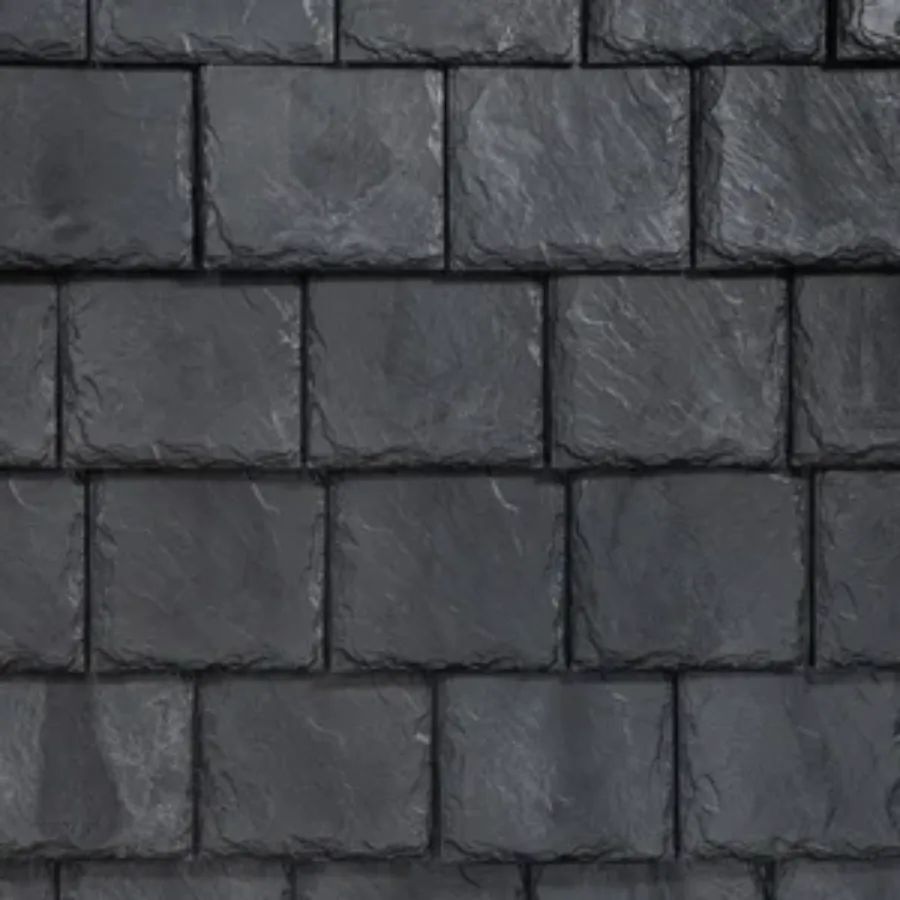 Close-up of grey synthetic slate tiles