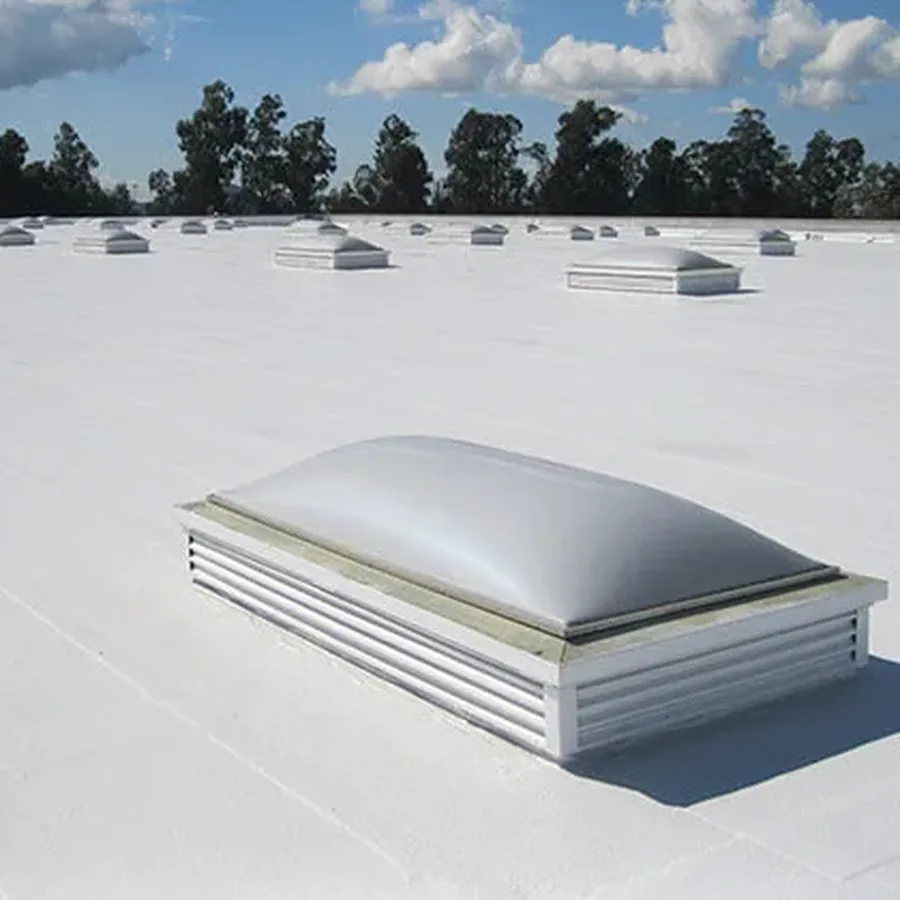 White TPO membrane roof with a skylight curb